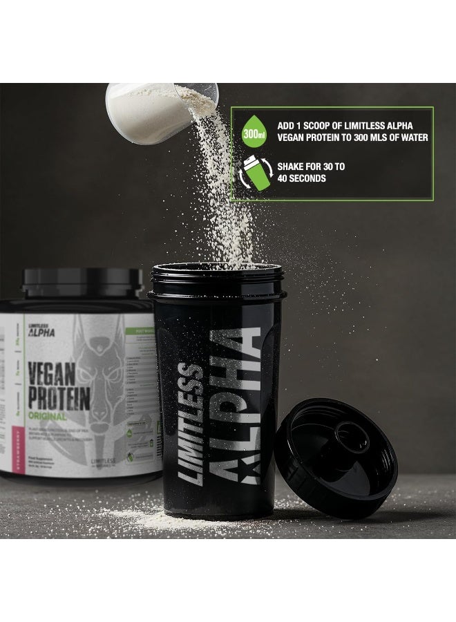 Alpha Vegan Protein Powder, Strawberry Flavor, Plant-Based Protein Blend, Bcaas, Gluten & Soy Free, Easy Mix